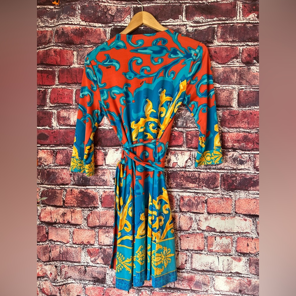 Hale Bob Beaded Silk Wrap Mini Dress - Vibrant Abstract Paisley - Picture 5 of 5